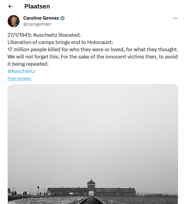 Zelfs op de herinneringsdag van de Holocaust krijgt Minister Gennez het woord JOOD niet over haar lippen …. is er echt zoveel haat ?